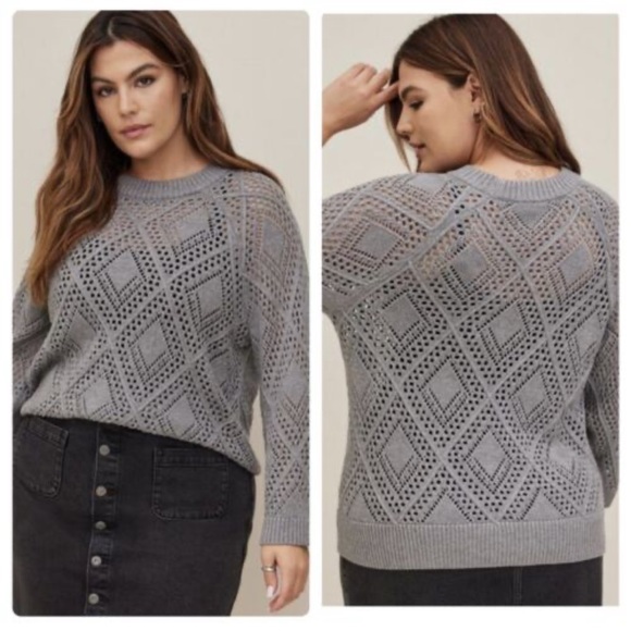 torrid Sweaters - Torrid Pointelle Pullover Crew Sweater- Size 2-2X